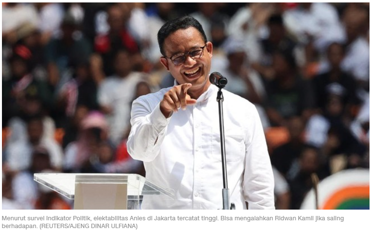 Survei Indikator untuk Pilgub Jakarta 2024: Anies Baswedan mengungguli RK