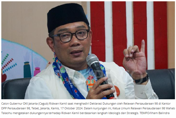 Ridwan Kamil Sebut Sudah Pasang Ratusan Ribu Spanduk Kampanye di Pilkada Jakarta